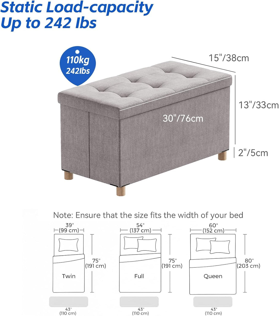 BRIAN & DANY Sitzbank mit Stauraum, Faltbar Sitztruhe Sitzhocker mit Deckel, Sitzcube Fussablage, H