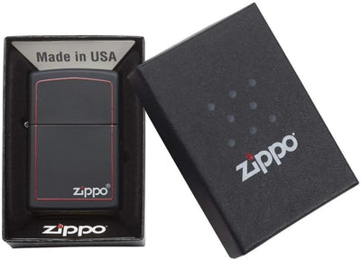 Zippo Original Feuerzeug Black Matte with Border & Logo