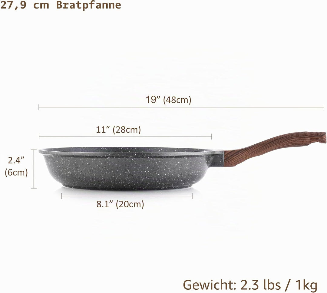 SENSARTE 28cm Antihaft Bratpfanne Skillet, Schweizer Granit Beschichtung Omelette Pfanne, Gesunde St