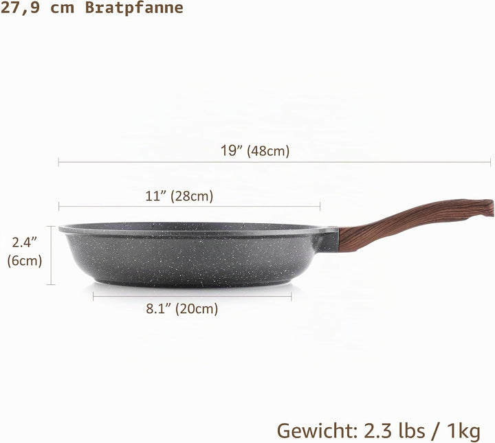 SENSARTE 28cm Antihaft Bratpfanne Skillet, Schweizer Granit Beschichtung Omelette Pfanne, Gesunde St