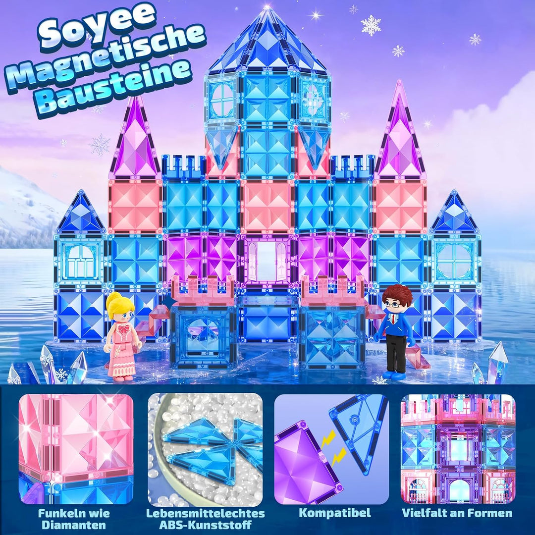 Soyee Magnetische Bausteine 102 Stück Magnetbausteine Magnetspielzeuge Kinderspielzeug Magnetblöcke