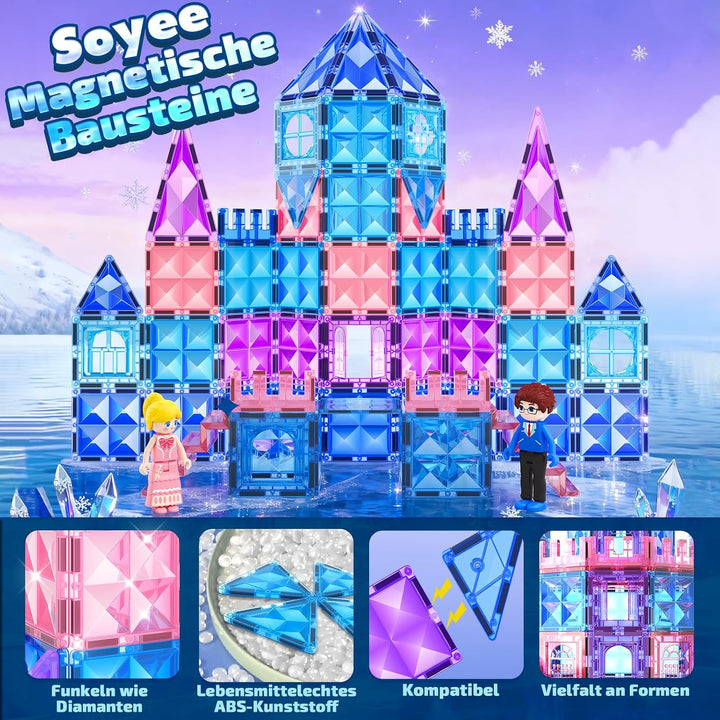 Soyee Magnetische Bausteine 102 Stück Magnetbausteine Magnetspielzeuge Kinderspielzeug Magnetblöcke