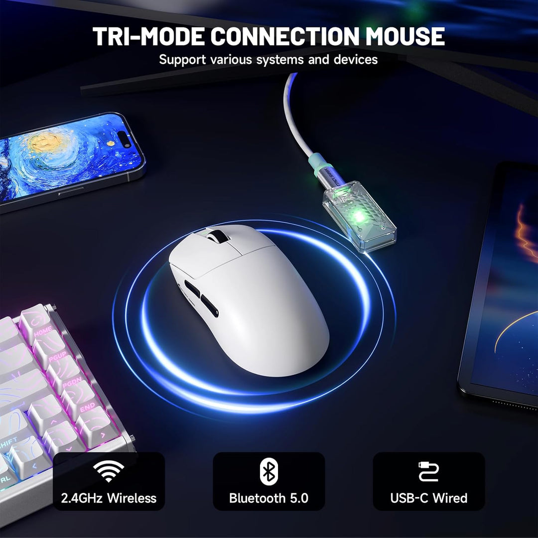 ATTACK SHARK X8 Serie Kabellose Gaming-Maus, 55–65 g Superleicht, PixArt PAW3395/3950 Sensor, BT/2.4