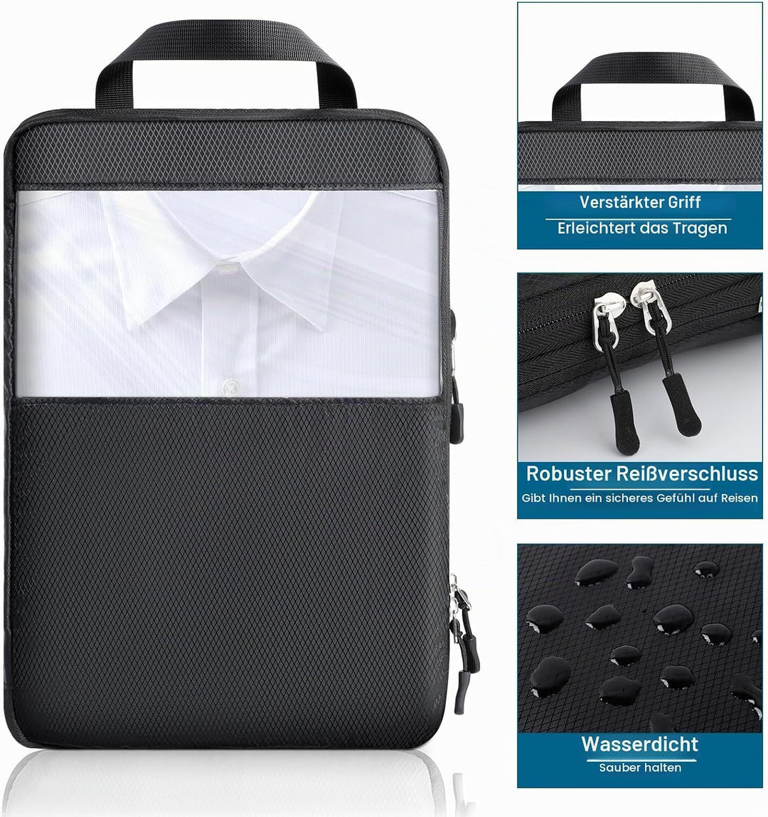 Cozary Koffer Organizer Packing Cubes Compression 4 Stück - Packwürfel mit hohem Fassungsvermögen, T