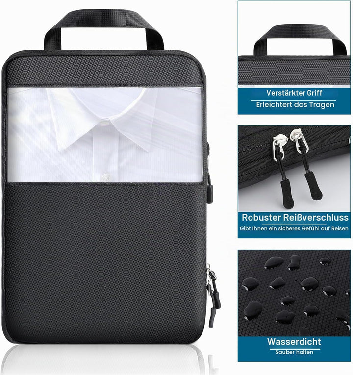 Cozary Koffer Organizer Packing Cubes Compression 4 Stück - Packwürfel mit hohem Fassungsvermögen, T