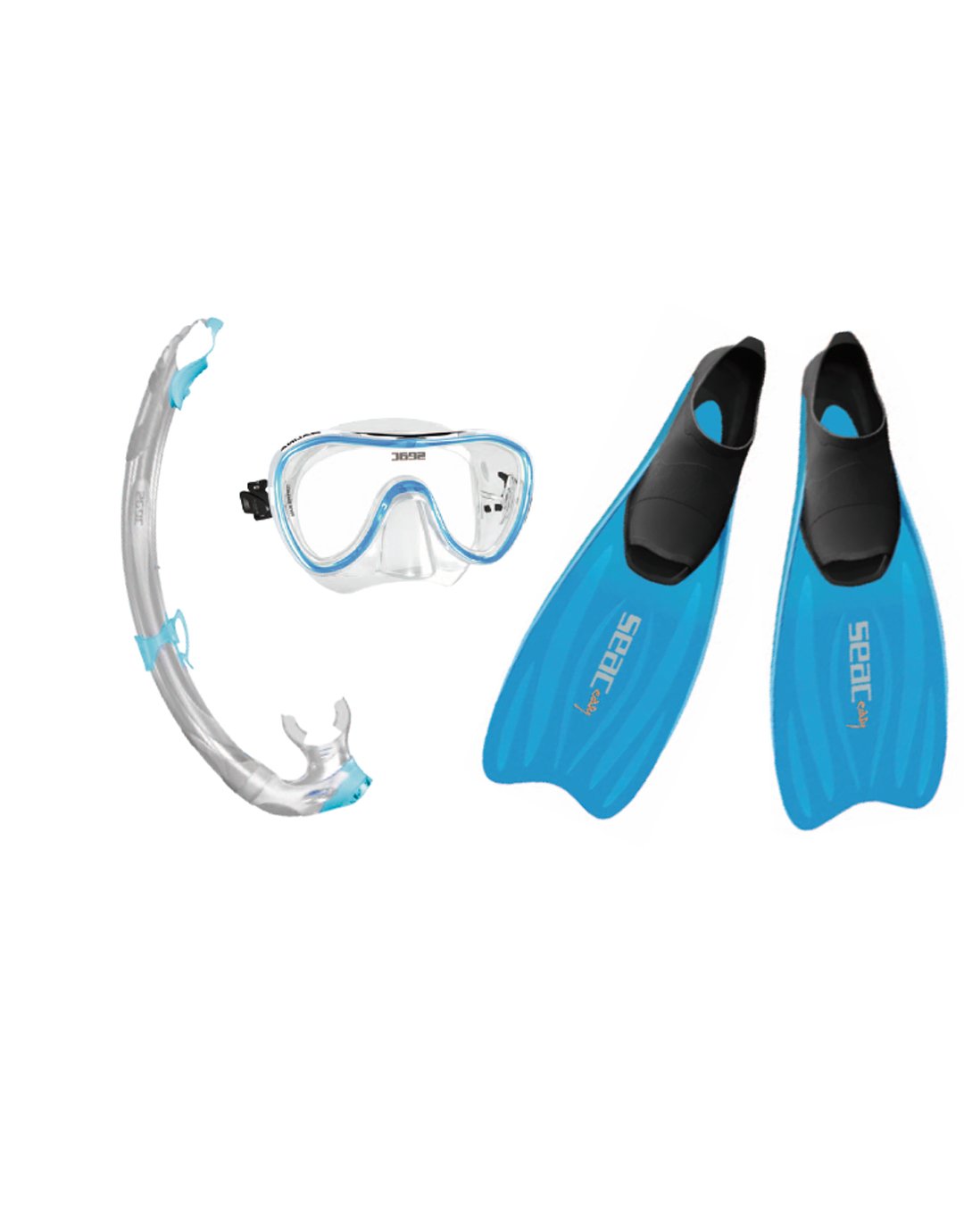 Seac Tauchset Schnorchelset (Maske, Schnorchel, Flossen & Netzbeutel) Set TRIS Easy fur Erwachsene u