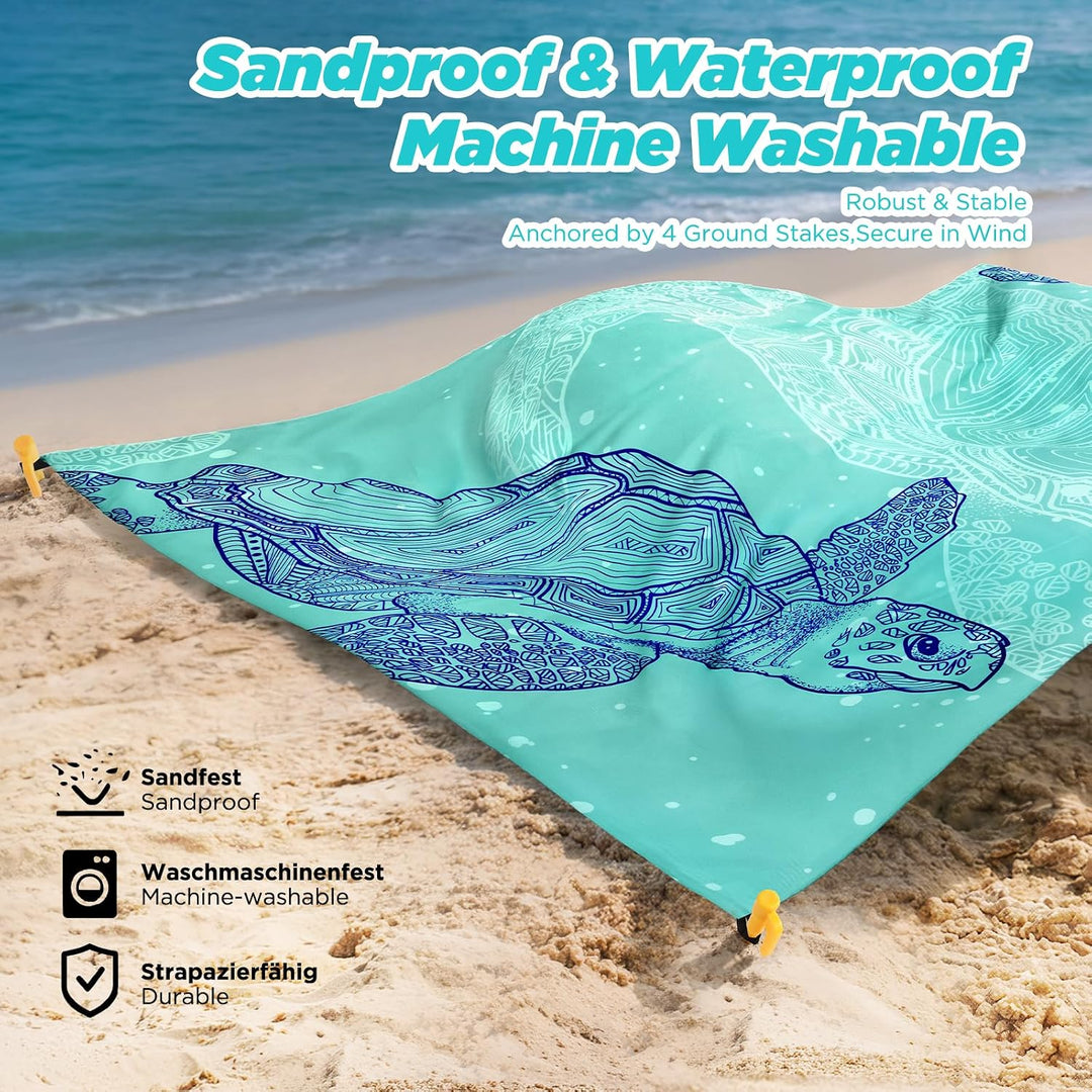 Sandfreie Stranddecke 200x140 cm – Ultraleichte & Kompakte Strandmatte | Wasserdichte Picknickdecke