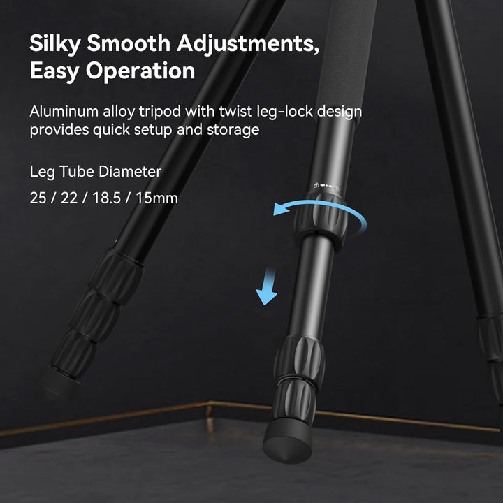 SMALLRIG 73 Zoll Video Tripod für vertikale/horizontale Aufnahmen Videostativ Einbeinstativ, mit Sch