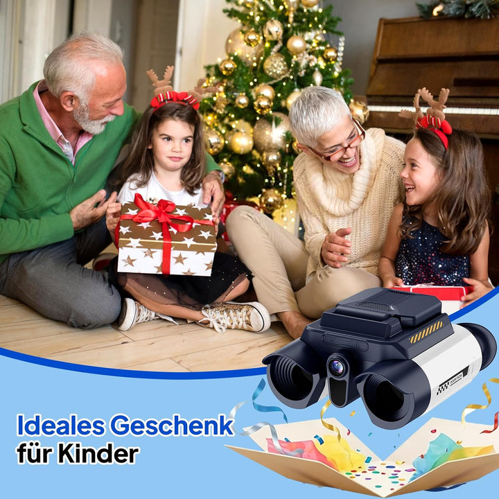 Fernglas für Kinder, Ashfly Kinderfernrohr mit eingebauter Kamera Nachtsicht, 10-facher Vergrösserun
