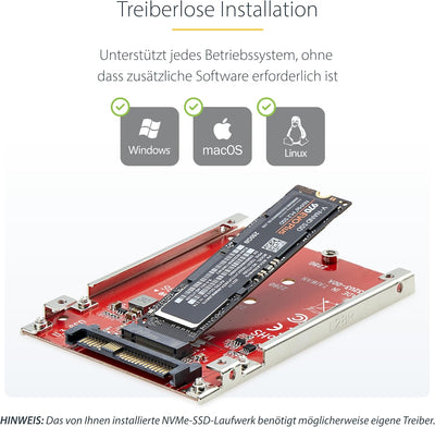 StarTech.com M.2 auf U.3 Adapter für M.2 NVMe SSDs, PCIe M.2 Laufwerk zu 2,5 Zoll U.3 (SFF-TA-1001)