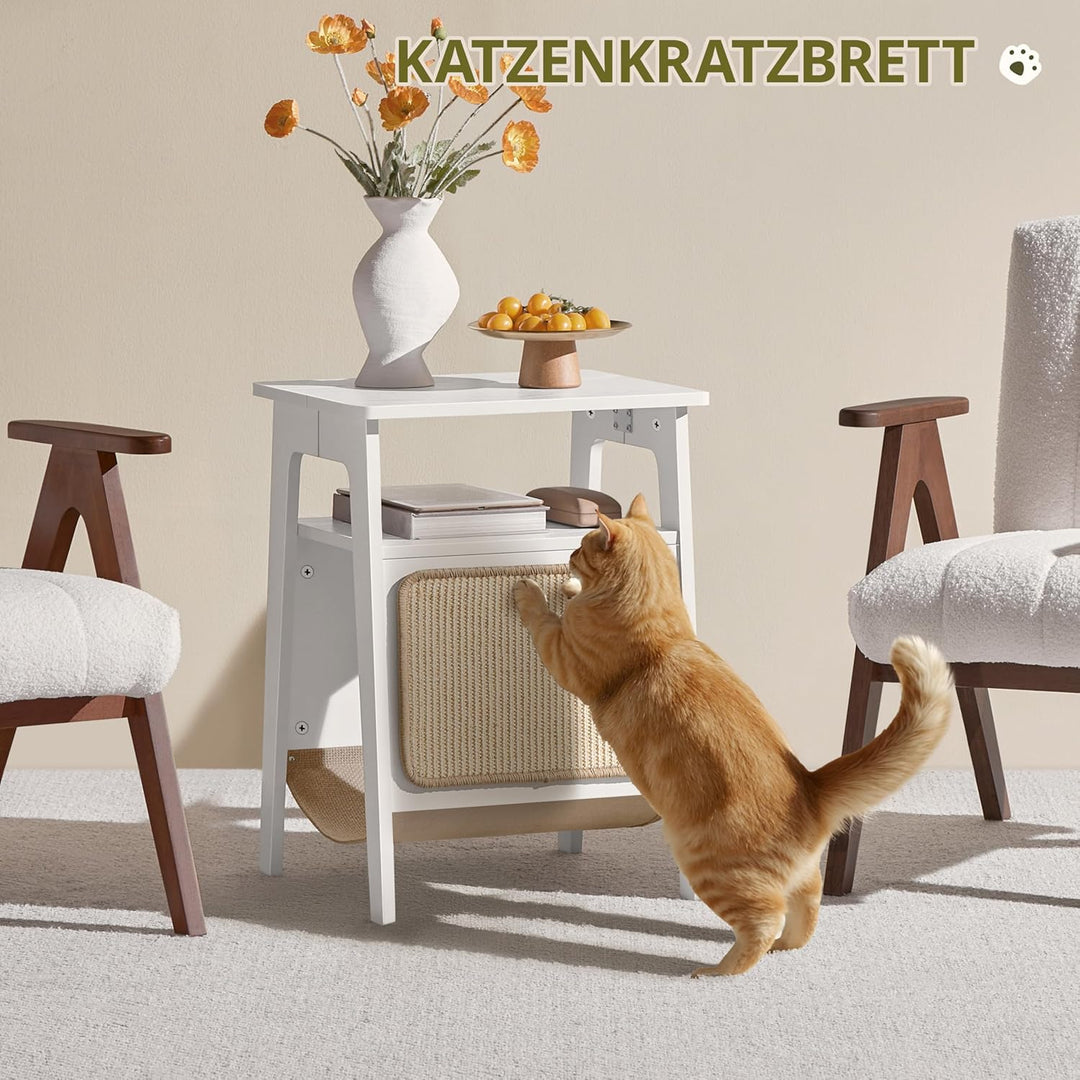 Yaheetech Beistelltisch mit Katzenbett Couchtisch mit Katzenhaus & Kratzbrett Mehrzweckmöbel für Woh