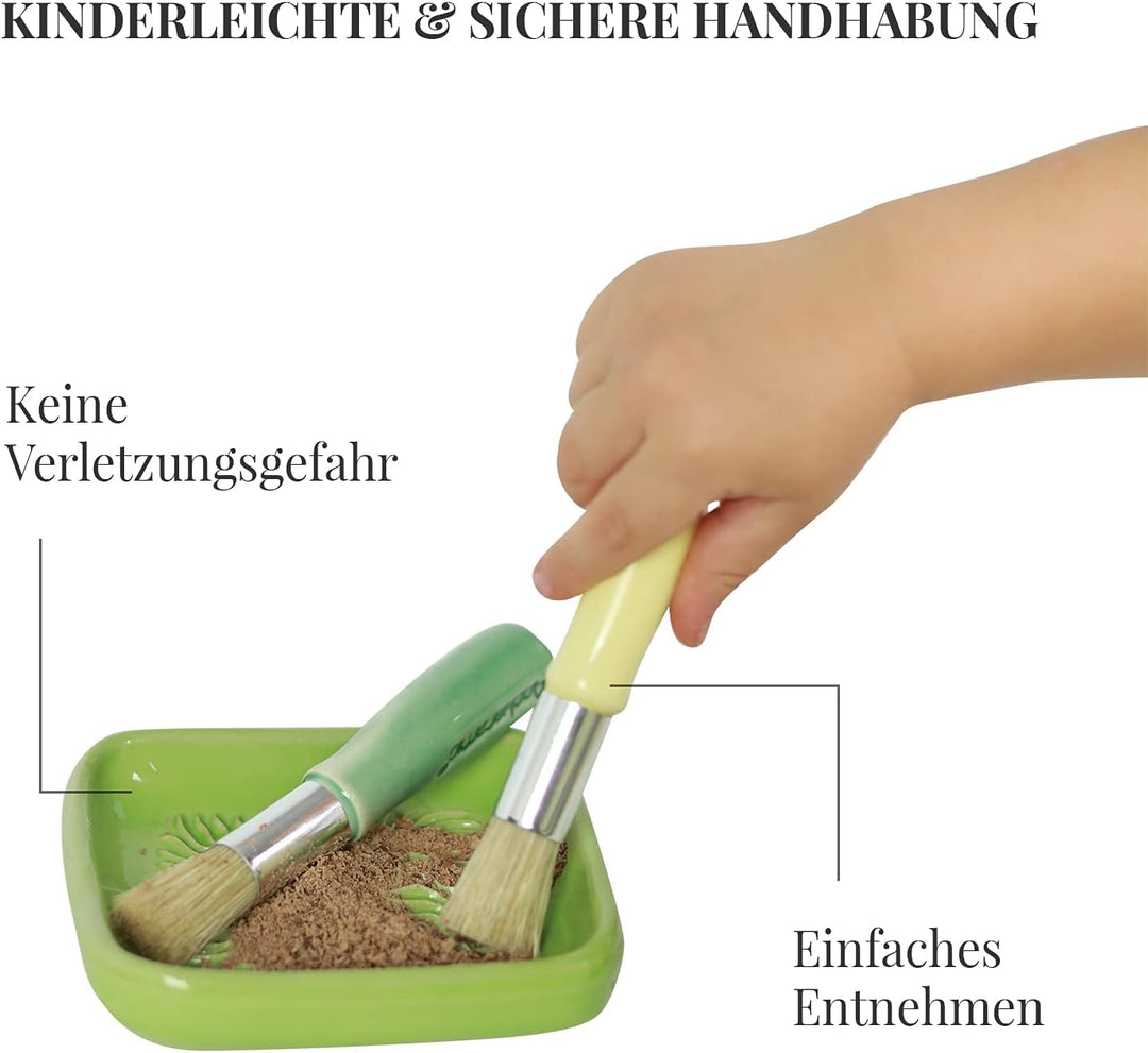 Ceramico Reibeteller & Backpinsel mit Naturborsten, Set aus Keramik für Knoblauch, Ingwer, Muskat, H