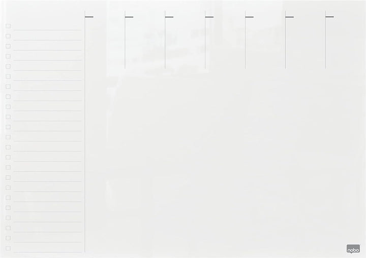 Nobo Glas-Whiteboard Magnetischer Wochenplaner, Trocken Abwischbare Glas-Oberfläche, Rahmenlos, Zuha