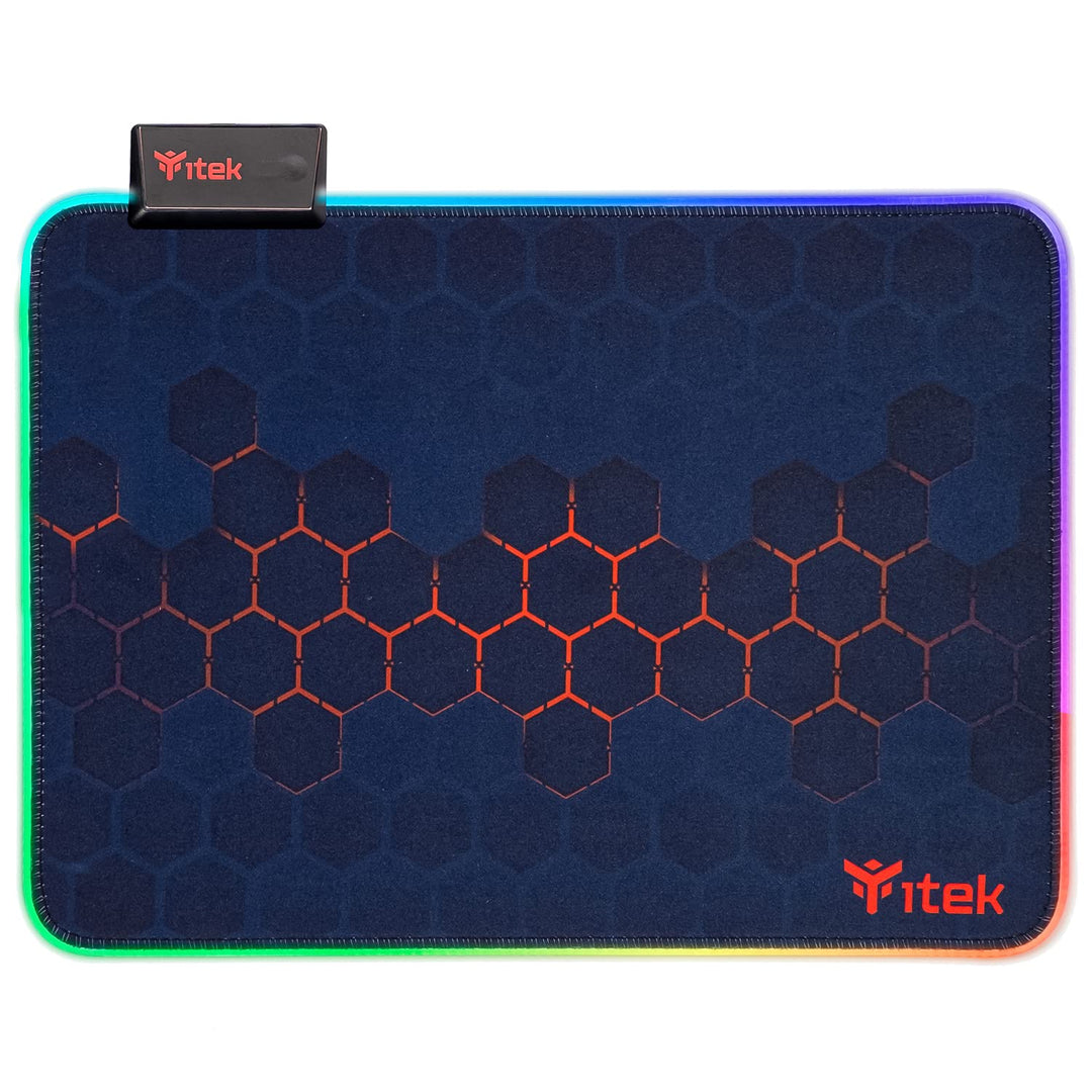 iTek E1 Gaming-Mauspad, RGB, 350 x 250 x 3 mm, höchste Präzision, waschbar, rutschfest, Premium-Mate