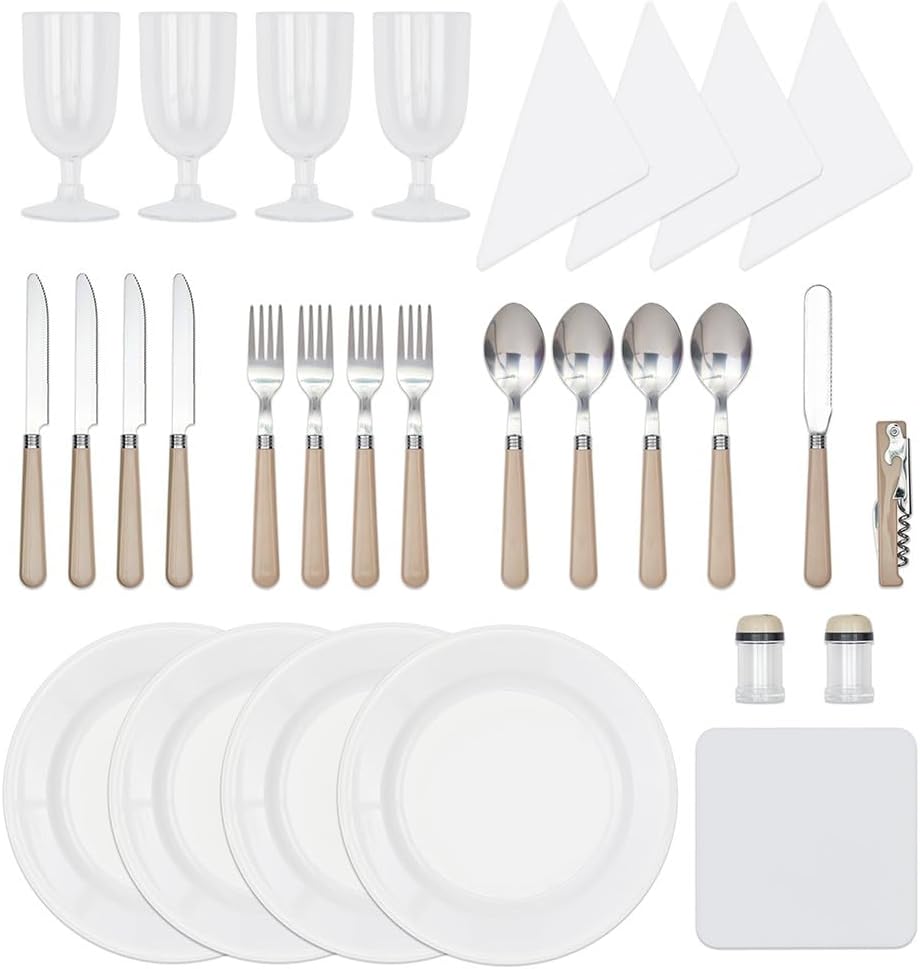 Livoo - Picknickkorb für 4 Personen SEP117C, beige