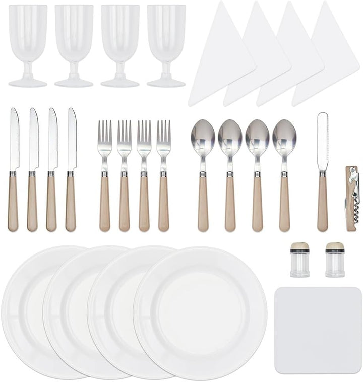 Livoo - Picknickkorb für 4 Personen SEP117C, beige