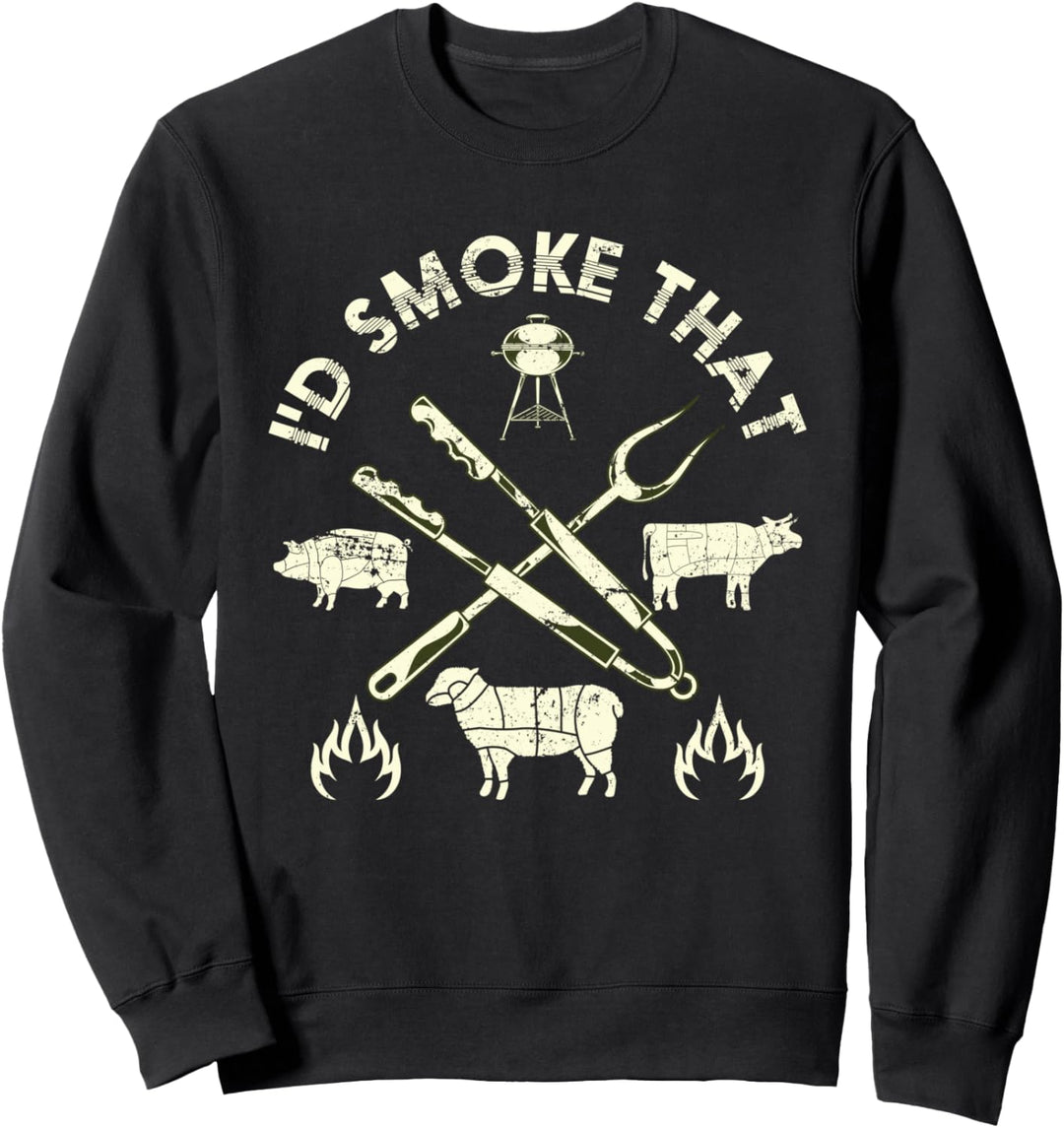 Ich würde das Grillen Rind Schwein Lamm Barbecue Grillen Sweatshirt
