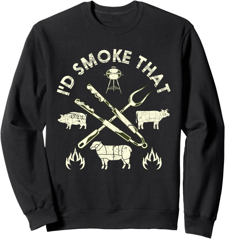 Ich würde das Grillen Rind Schwein Lamm Barbecue Grillen Sweatshirt