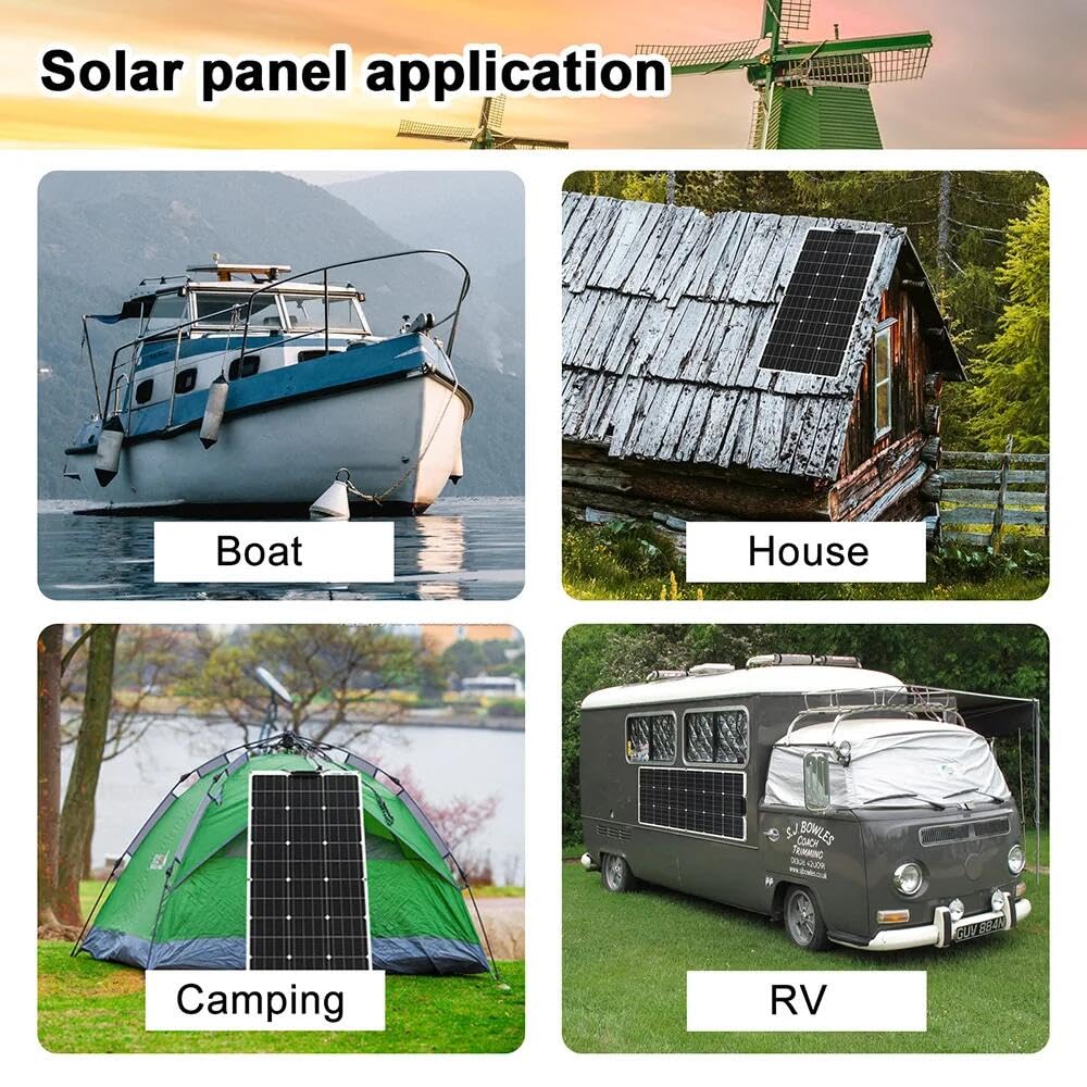 Aysolar 200W 12V Solarpanel Flexibel 2x100W Monokristalline Solarmodul für 12V/24V Batterien Wohnmob