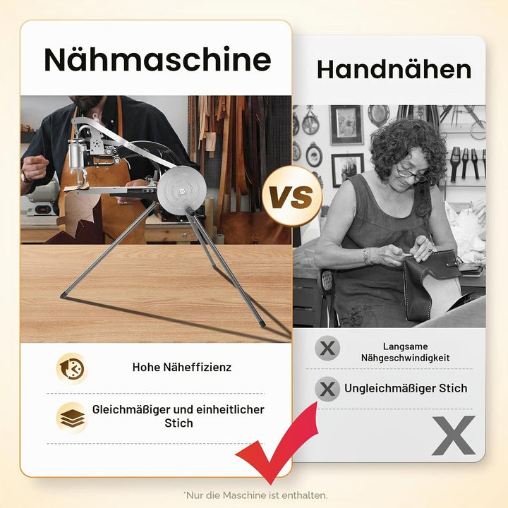 360° Einstellbare Manuell Leder Nähmaschine mit Nadeln, Leder Schuster Vertikale Handnähmaschine Sch