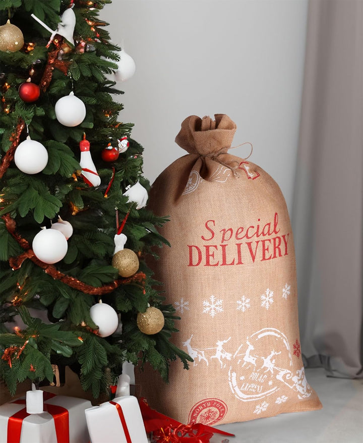 BRUBAKER 3er Set Weihnachtssack - 80 cm Geschenksack mit weihnachtlichen Motiven - Nikolausbeutel zu