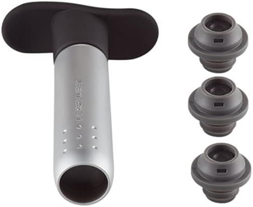Le Creuset, Weinpumpen-Set inkl. 3 Verschlüssen, WA 137, Chrom matt, 59014013001825 Silber Weinpumpe