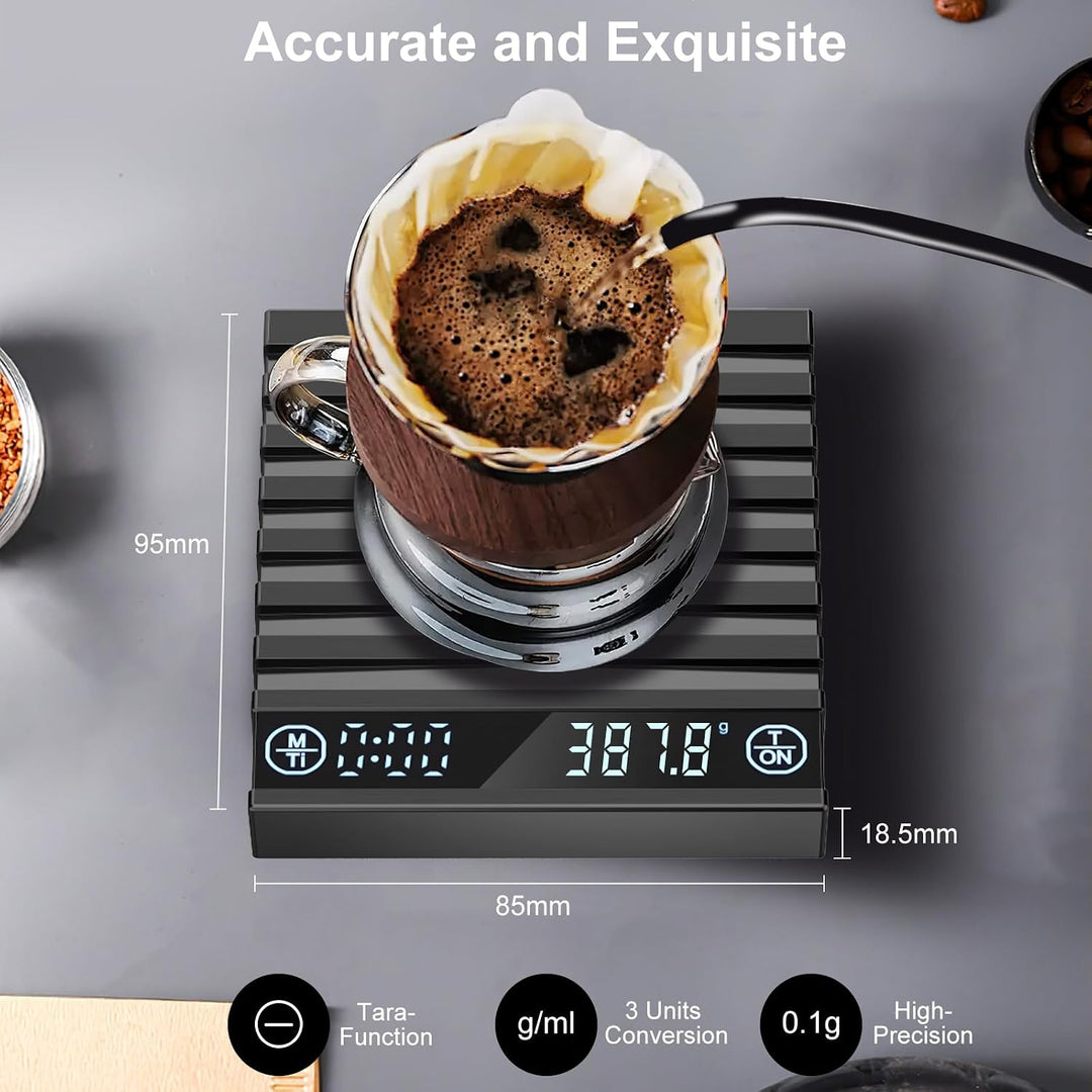 Mini Kaffeewaage mit Timer, Hochpräzise 2kg/0.1g Digitale Küchenwaage für Espresso &amp; Kaffeezubereitu