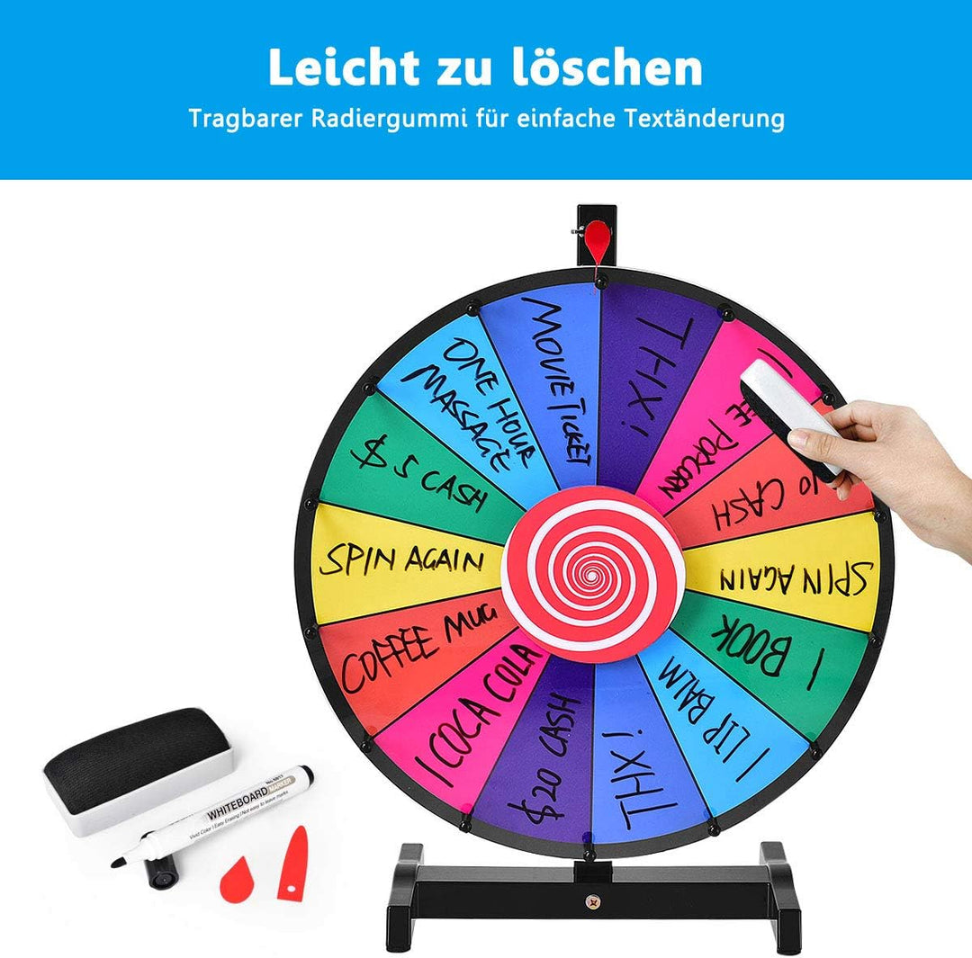DREAMADE Glücksrad zum drehen, Tischglücksrad für Lotteriespiele Wheel of Fortune Bunt, Preisrad mit