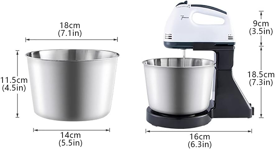 Teig Hand Mixer Set 100W 1.7L Rührmaschine Teigknetmaschine Stabmixer Küchenmaschinen, Rührgeräte, 7