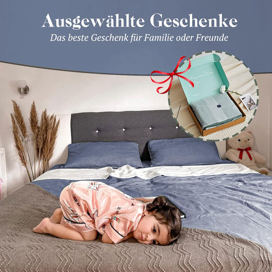 MILDLY Bettwäsche 155x220 Baumwolle, Bettwäsche-Sets Denim Blue 2 Teilig mit Reissverschluss Ähnlich