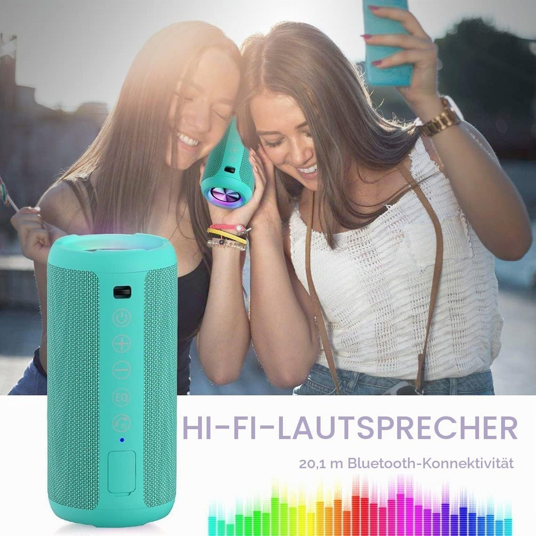 Ortizan Bluetooth Lautsprecher, Bleutooth Box mit LED-Licht, Tragbarer Mini Musikbox mit Freisprechf