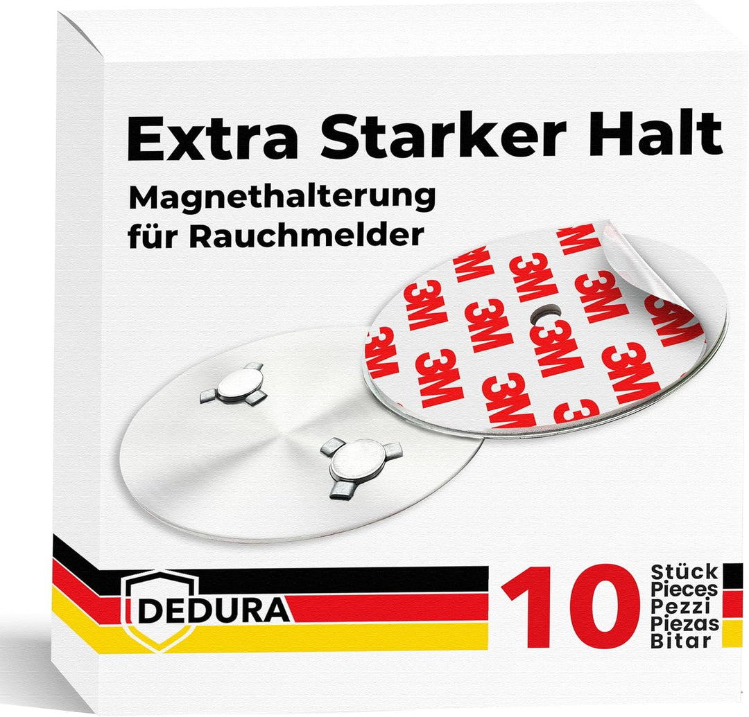 Rauchmelder Magnethalter 10er Set mit extra starken Klebepads - ohne Bohren und Schrauben - Magnetha