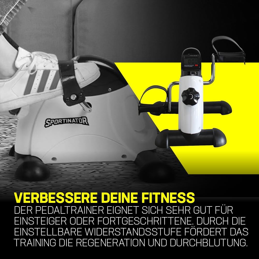 SPORTINATOR Mobility Mini Pedaltrainer – Heimtrainer für Beine & Arme, Einstellbarer Widerstand, LCD