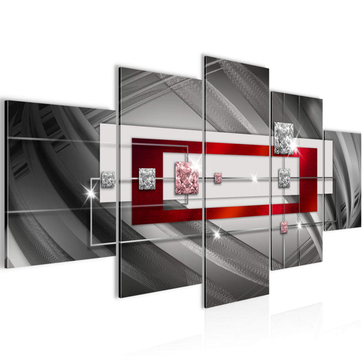 Runa Art Wandbilder Abstrakt 5 Teilig Bild auf Vlies Leinwand Deko Wohnzimmer Schlafzimmer Diamant G