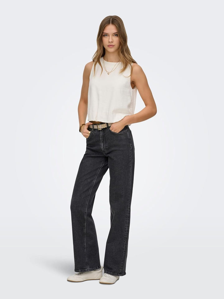 ONLY Female Weit geschnitten ONLJuicy Wide High Waist Jeans 26W / 32L Black Denim, 26W / 32L Black D