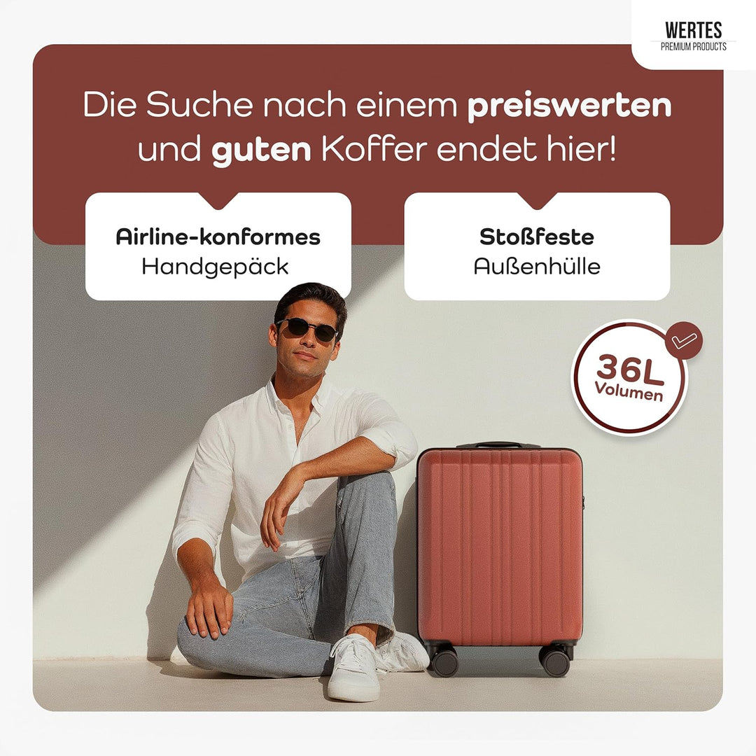 Handgepäck Koffer 55x40x20cm - 36L - TSA Schloss - Kabinenkoffer mit Dopperollen, Reisekoffer, Handg