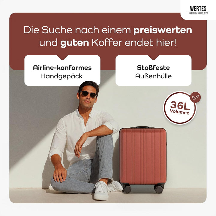 Handgepäck Koffer 55x40x20cm - 36L - TSA Schloss - Kabinenkoffer mit Dopperollen, Reisekoffer, Handg