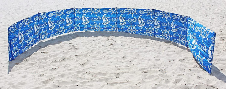 Windschutz Strand, Länge 8 Meter, blau mit Schulterriemen, mit Steuerbock