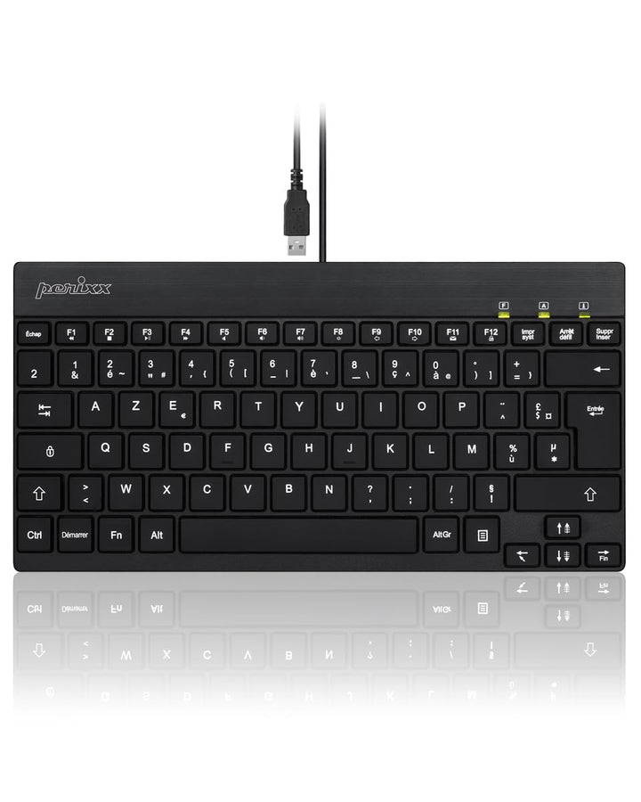 perixx PERIBOARD-326, Mini-Tastatur, kabelgebunden, Hintergrundbeleuchtung, leise, für Windows, AZER