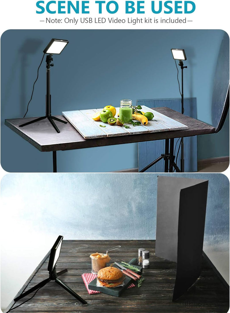 NEEWER LED Videolicht Set mit verstellbarem Stativ Ständer Farbfiltern dimmbares 5600K USB Kamera Vi