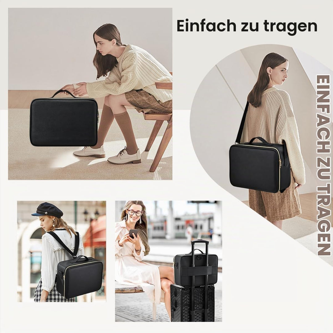 Kosmetiktasche Grosse Make up Tasche Schminkkoffer mit Beleuchtetem Spiegel-3 Farben LED Licht Schmi