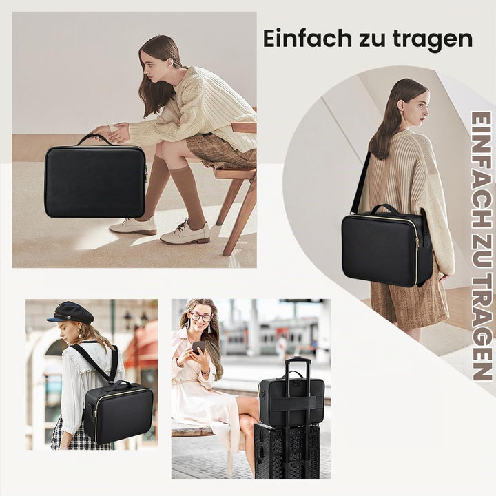 Kosmetiktasche Grosse Make up Tasche Schminkkoffer mit Beleuchtetem Spiegel-3 Farben LED Licht Schmi