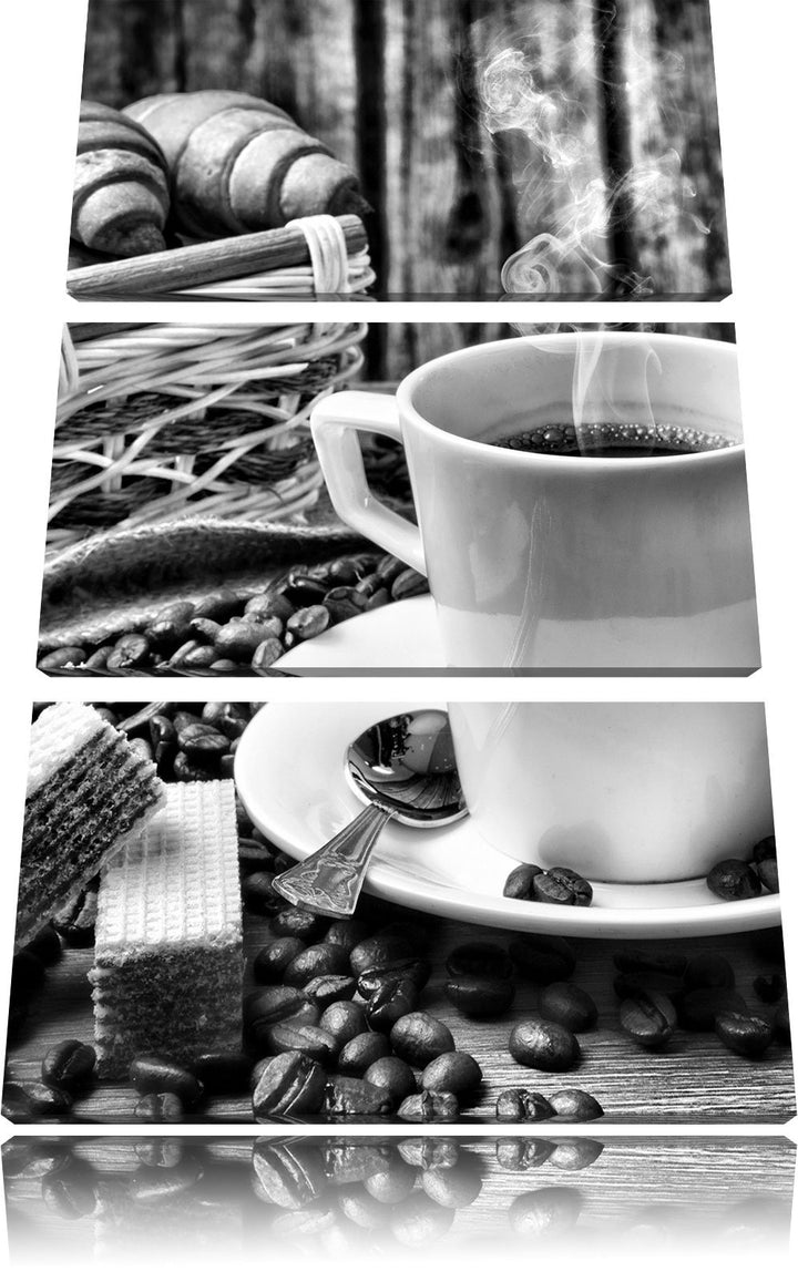 Pixxprint heiss aufgebrühter Kaffee als Leinwandbild/Grösse: 3 Teilig (120x80) cm/Wandbild/Kunstdruc