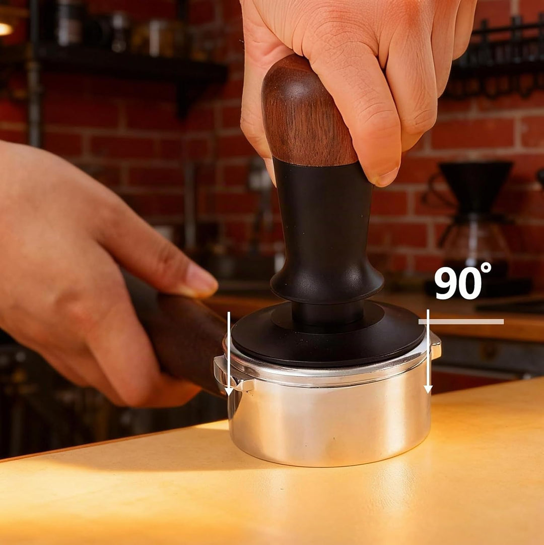Kaffee Tamper Set 58mm, 30lbs Druckregulierend Espresso Tamper mit WDT Tool &amp; Magnetisch Dosierring,