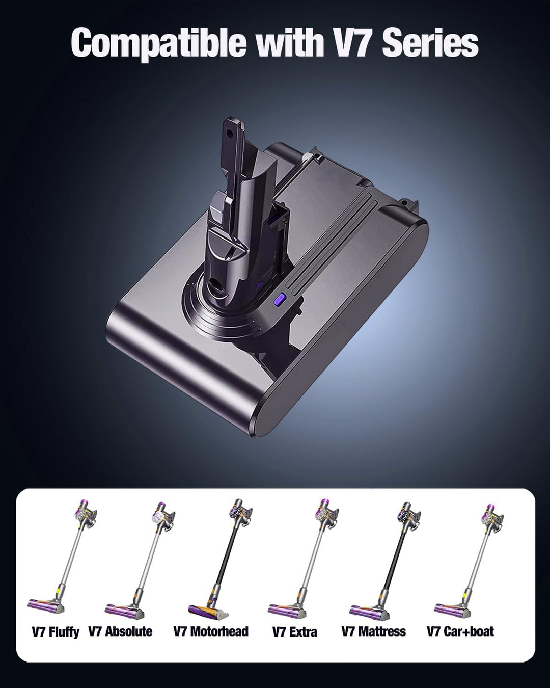 6000mAh V7 Ersatzakku für Dyson V7 Akku Kompatibel mit Dyson V7 Motorhead V7 Animal V7 Trigger V7 To