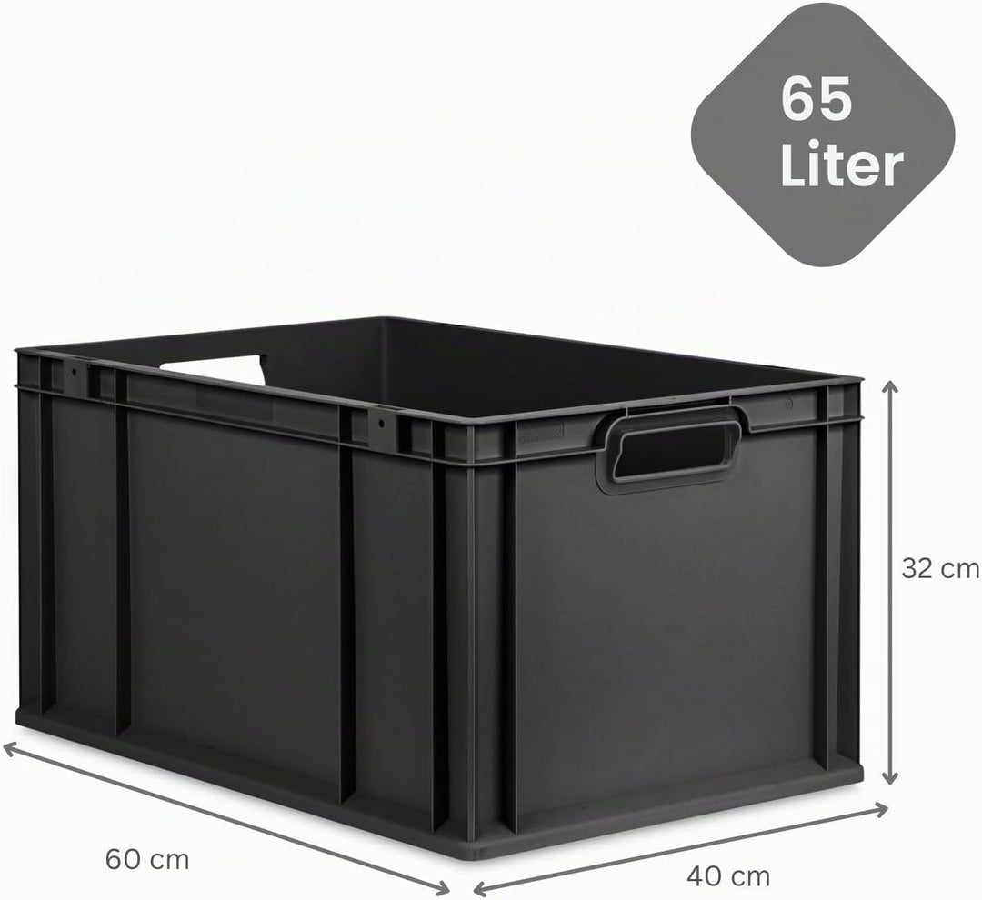 PROREGAL SuperSparSet 3x Eurobox NextGen Grip | HxBxT 32x40x60cm | 65 Liter | Griffe offen | Verstär