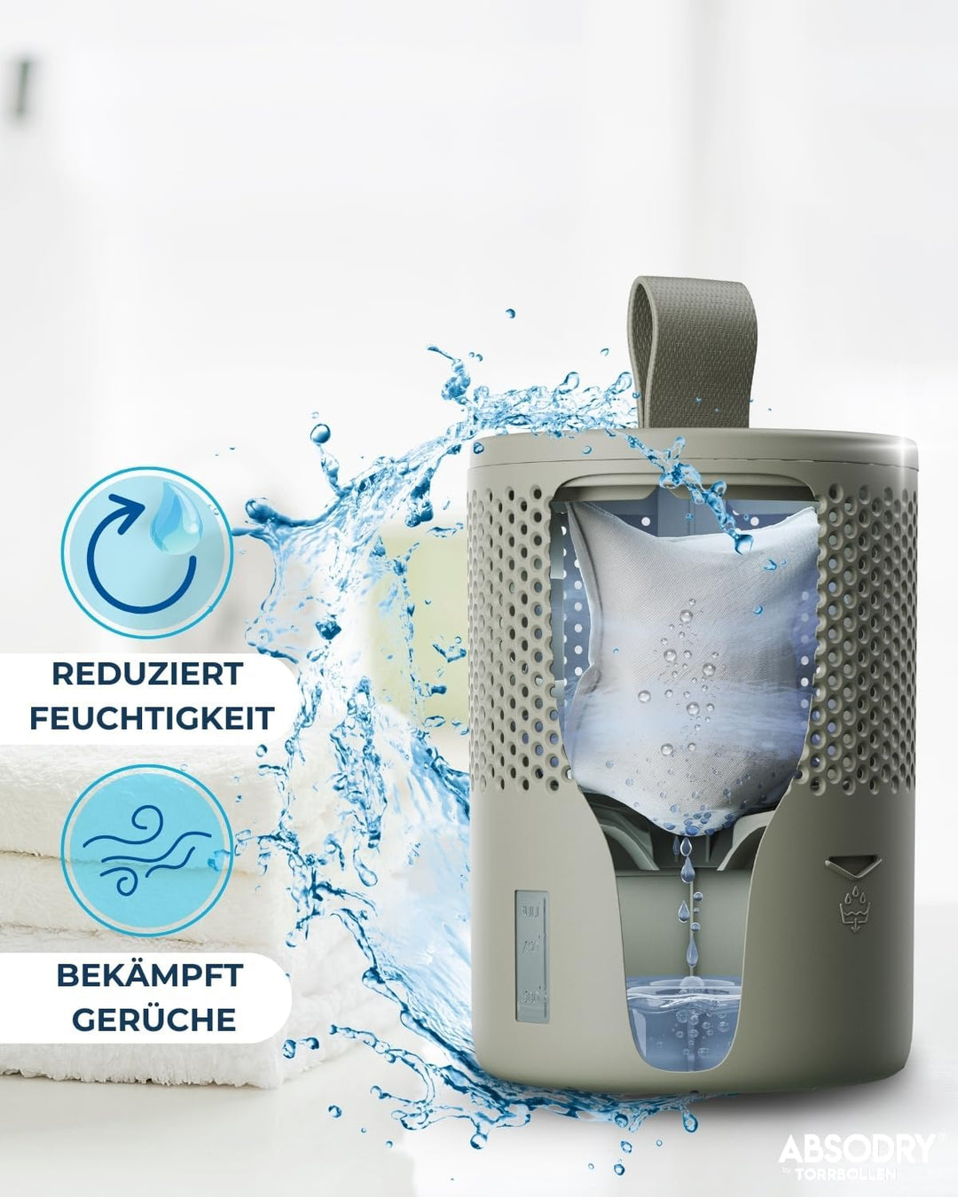 Absodry Duo Family Luftentfeuchter für 25m2 Entfeuchter 600 g Granulat-Beutel, 1000 ml leise ohne St