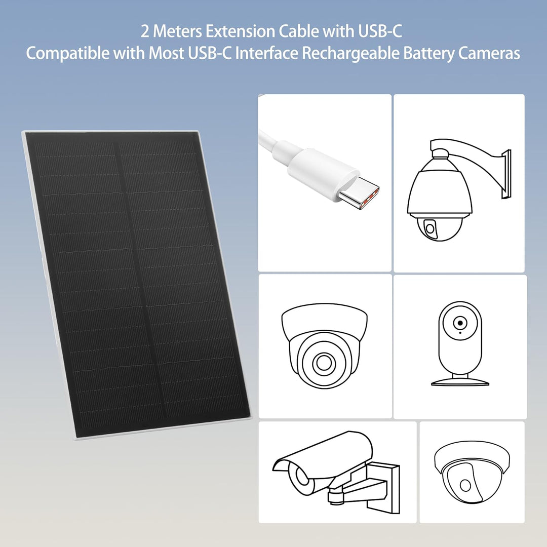 Nicesolar Solarpanel für Überwachungskamera, USB-Solarpanel kompatibel mit wiederaufladbarer Akku-Ka