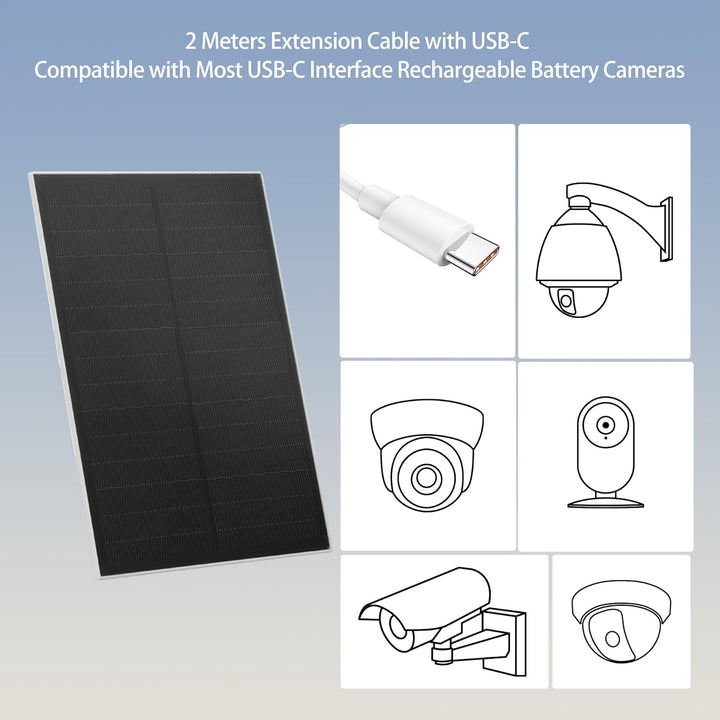 Nicesolar Solarpanel für Überwachungskamera, USB-Solarpanel kompatibel mit wiederaufladbarer Akku-Ka