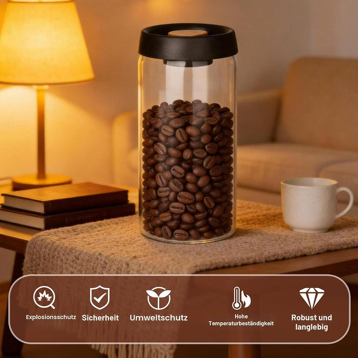 Kaffeebohnen behälter mit 1800 ml Fassungsvermögen, grossvolumiger Vakuum kaffeedose zur Aufbewahrun